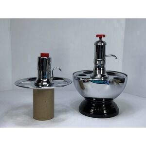 2 Vintage Art Deco Bowling Ball Marbled Bakelite Metal Bourbon Dispenser